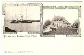 1899 Frachtschiffe auf der Stör am Kasenort; Fischer Kate