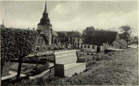 1934 Brokdorf, Deich an der Elbe, Kirche