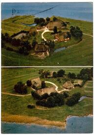 1972 Wewelsflether Außendeich, Warft mit Bauernhäusern