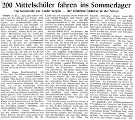 1950 Artikel Wilstersche Zeitung - Sommerlager der Mittelschule Wilster