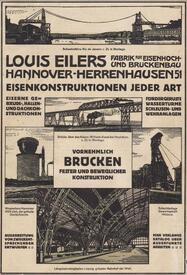 ca. 1920 Werbeprospekt der Eisenhoch- und Brückenbau der Firma Louis Eilers, Hannover, mit Darstellung der Hochbrücke Hochdonn