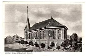 1900 Kirche, Marktplatz in der Stadt Wilster