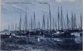 1905 Winterlager der Schiffer am Kattenstieg bei der Schleuse von der Burger Au zum Kaiser-Wilhelm-Kanal NOK