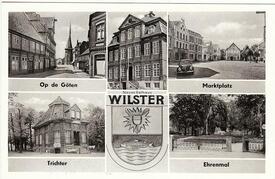 1950 Op de Göten, Rathaus, Markt, Trichter, Ehrenmal in der Stadt Wilster