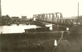 1896 Eisenbahn-Drehbrücke Taterpfahl über den Kaiser Wilhelm Kanal