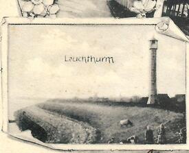 1900 Brokdorf - Leuchtturm auf dem Deich der Elbe 