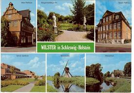 1975 Mehrbildkarte - Altes Rathaus, Bürgermeister Garten, Neues Rathaus, Schulzentrum, Wilsterau