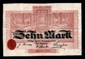 (1918) Notgeld-Schein zu 10 Mark der Stadt Wilster
