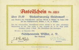 Schützenverein Wilster von 1895 - Anteilschein