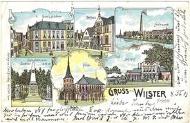 1902 Stadt Wilster - Kohlmarkt, Kirche, Wilsterau, Lederwerk, Denkmal, Kirche, Bahnhof