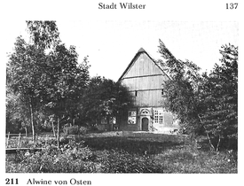 Hof 211 an der Hans-Prox-Straße in der Stadt Wilster
aus dem Buch "Die Bauernhöfe der Wilstermarsch im Bild"