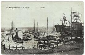 1914 Hafen St. Margarethen an der Elbe bei Eisgang