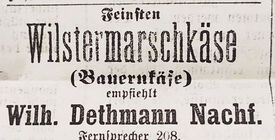 1920 Wilstermarschkäse - eine weit bekannte Spezialität aus der Wilstermarsch