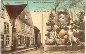 1916 Neustadt in der Stadt Wilster, Dampfbrauerei Gebrüder Lübbe, Denkmal Johann Meyer im Stadtpark