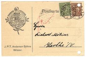 1922 Geschäftspost der Firma J.P.T. Andersen Söhne in Wilster