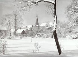 1955 winterliches Wilster - Blick aus Bürgermeisters Garten
