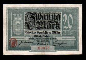 (1918) Notgeld-Schein der Stadt Wilster zu 20 Mark