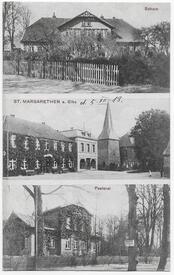 1918 St. Margarethen - Schulhaus, Marktplatz und Kirche, Pastorat