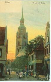 1905 Kirchenstraße und Kirche St. Laurentii in Itzehoe