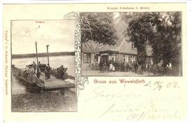 1903 Wewelsfleth - Fährhaus und Seil-Fähre über die Stör