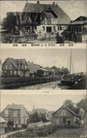 1913 Büttel an der Elbe - Gasthof Rusch, Bütteler Kanal, Deichstraße