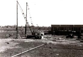 1974 Bau der Gebäude für die Realschule in Wilster - Rammen der Pfähle für die Tiefgründung