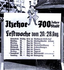1938 Festwoche 700 Jahre Itzehoe. Plakat mit dem Festprogramm