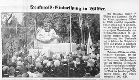 Bericht der Burger Zeitung - Einweihung des Gefallenen-Denkmals im Stadtpark der Stadt Wilster