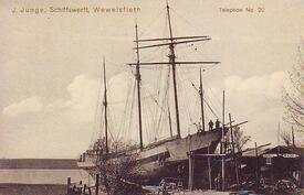 1907 Wewelsfleth - Werft Junge - Dreimast Marssegelschoner JUPITER