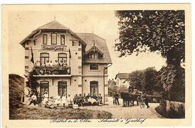1916 Büttel, Gasthof Schmidt am Deich der Elbe