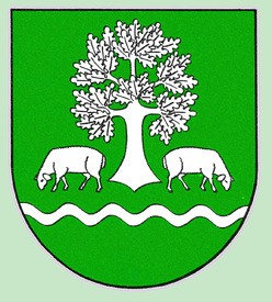 Wappen der Gemeinde Schafstedt.
Der Wellenbalken verweist auf die Schiffahrtsverbindung über die Holstenau / Wilsterau zur Stör am Kasenort.