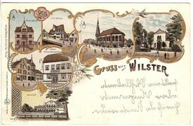 1898 Stadt Wilster - Altes Rathaus, Neues Rathaus, Kirche, Kriegerdenkmal, Bahnhof in der Tagg Straße