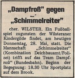 1966 - 1972 Fußballspiele zu Gunsten der Kindergilde Wilster