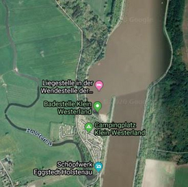 2020 Badebucht KLEIN WESTERLAND am Nord- Ostsee Kanal (Quelle: Google Maps)