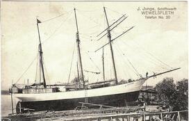 1907 Wewelsfleth - Werft Junge - Dreimast Marssegelschoner JUPITER auf der Helling