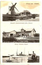 1911 Ecklak, Korn-Windmühle, Brandt´s Gastwirtschaft, Fähre in Kudensee