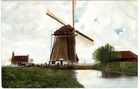 ca. 1906 Achtkant-Schöpfmühle - Holländer-Mühle (in Binnenwegsepolder in der niederländischen Gemeinde Bleiswijk (nördlich von Rotterdam))