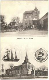 1912 Brokdorf an der Elbe - Gasthof und Kirche St. Nicolai