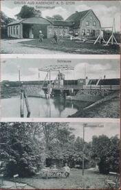 1930 Kasenort, Mündung der Wilsterau in die Stör; Schleuse, Gasthof "Sommerlust"