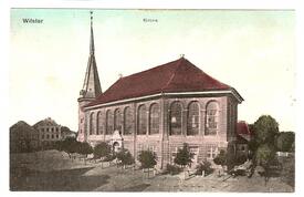 1900 Kirche, Marktplatz in der Stadt Wilster