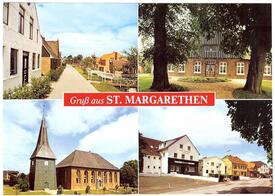 1982 St. Margarethen (Elbe) - Deichhäuser, Gehöft, Kirche, Hotel