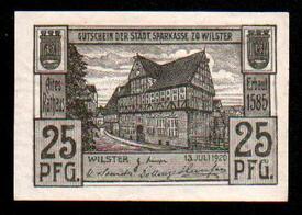 Notgeld-Schein zu 25 Pfennig (1920) der Stadt Wilster