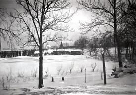 1940 Blick vom Hof Schade in Kathen auf den jenseits der Wilsterau in gelegenen Hof Krey in Bischof