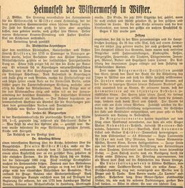 Bericht der Zeitung Landesblatt Schleswig-Holsteins - Itzehoer Nachrichten v. 28. Mai 1929 über den Heimattag der Wilstermarsch in Wilster