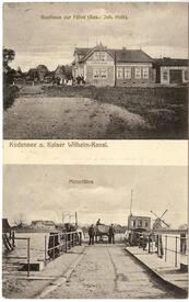 1915 Kudensee, Fähre über den Kaiser Wilhelm Kanal, 
