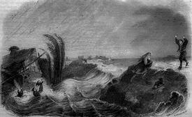 1825 Eine Sturmflut - die sogen. Halligflut - überschwemmt weite Teile der Wilstermarsch