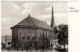1955 Kirche St. Bartholomäus, Marktplatz in der Stadt Wilster