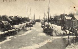1912 Hafen von Büttel (Elbe) Winterruhe im Hafen