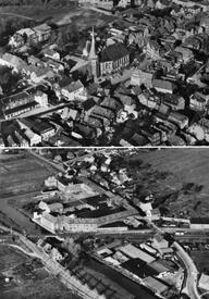 1967 Luftbilder aus südlicher Richtung auf die Innenstadt Wilster und auf Rumfleth