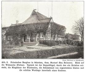1913 Wohnseite / Vörhus eines Barghus in Schotten, Gemeinde Nortorf in der Wilstermarsch